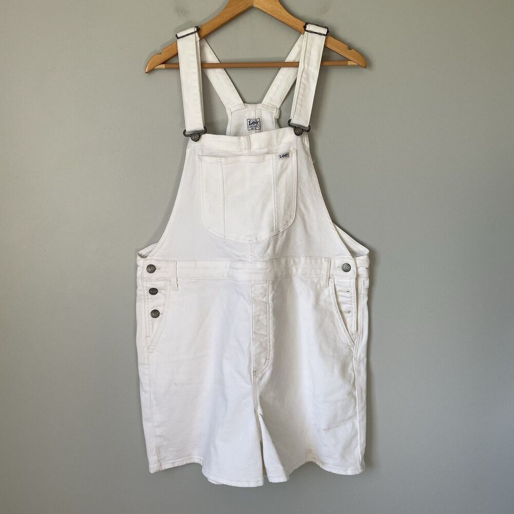 Lee Workwear Vintage Denim Overalls Shorts One Piece White Women's Size XL